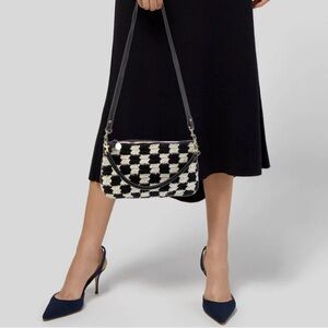 New Clare V Petit Moyan checkered woven bag